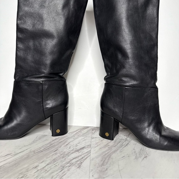 Tory Burch Black Leather Heeled Tall Boot 10 1/2 M - Picture 10 of 16